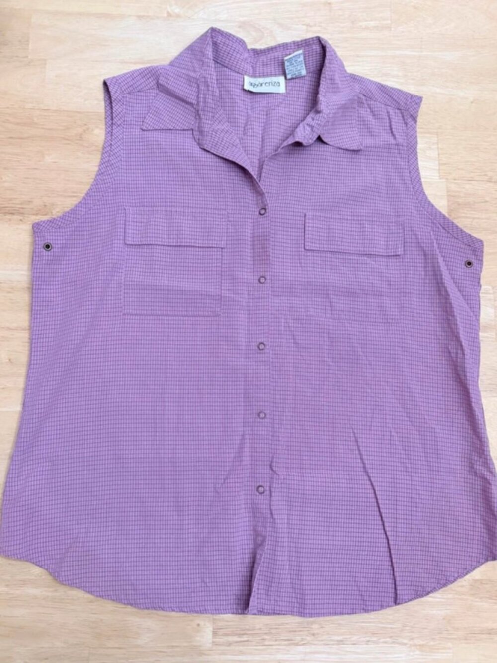 Vintage 90s Vest Tank Top Magenta Pink Plaid Lines Suede Soft Cottage Grandma L